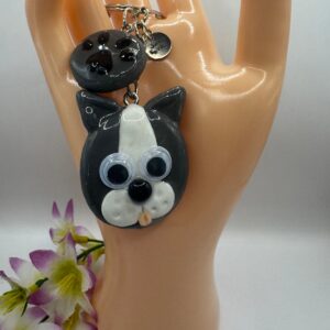polymer clay keychain – dog face